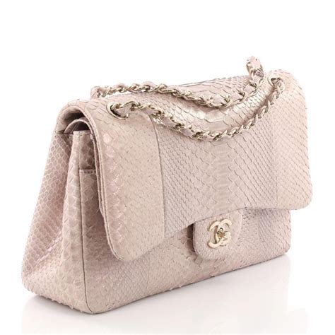 chanel python double flap bag|Chanel Python Classic Jumbo Double Flap Bag .